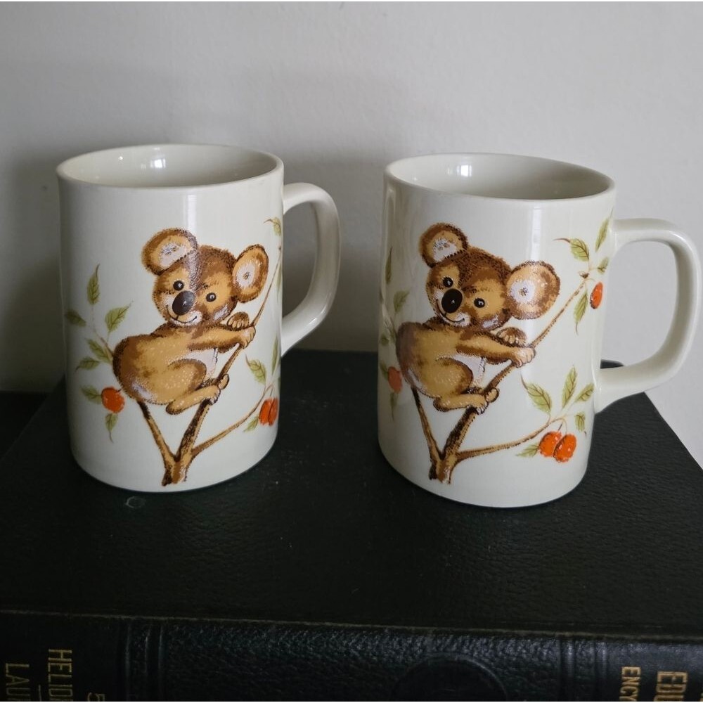 Vtg Otagiri Japan Koala Bear Coffee Mug Cup Australian Set Of 2